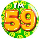 button I'm 59 staal 5,5 cm groen/geel/oranje