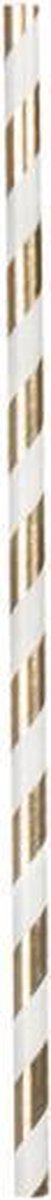 rietjes 20 cm papier goud/wit 20 stuks