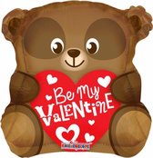 Folieballon Be My Valentine 46 cm bruin/rood/wit