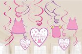 slingers Swirl babyshower meisje 12 stuks roze