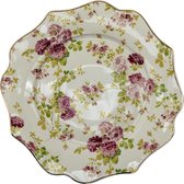 Clayre & Eef Servies Ontbijtbord Ø 21*2 cm Wit Keramiek Rond Bloemen Eetbord