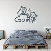 Muursticker Gamer -  Donkergrijs -  60 x 45 cm  -  baby en kinderkamer  engelse teksten - Muursticker4Sale