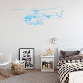 Muursticker Helikopter -  Lichtblauw -  80 x 24 cm  -  baby en kinderkamer - Muursticker4Sale