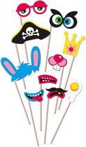 photobooth decoraties Fun 26 cm papier/hout 10-delig
