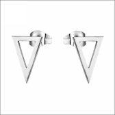 Aramat jewels ® - Zweerknopjes driehoek oorbellen 11x7mm chirurgisch staal zilverkleurig