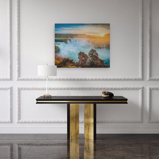 Artaza Peinture Sur Toile Chutes d'eau Au Coucher Du Soleil - 50x40 - Photo Sur Toile - Impression Sur Toile