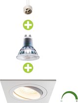 Dimbare LED Inbouwspot 5,5W | Vierkant | kantelbaar | wit - 2700K - Warm wit (827)