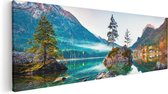 Artaza Canvas Schilderij Meer In De Bergen Tijdens De Herfst - 120x40 - Groot - Foto Op Canvas - Canvas Print