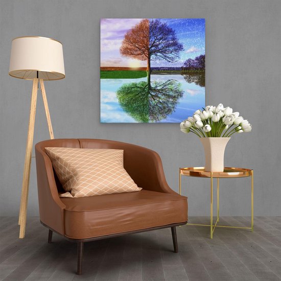 Artaza - Peinture sur toile - Arbre des quatre saisons - 70 x 70 - Photo sur toile - Impression sur toile