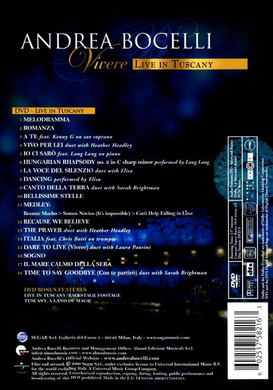 Andrea Bocelli - Vivere - Live In Tuscany (DVD) - Andrea Bocelli