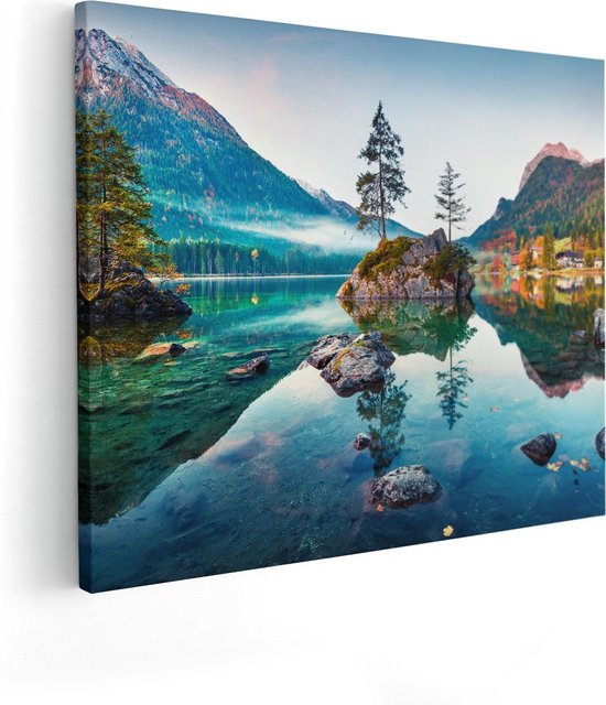 Artaza - Canvas Schilderij - Meer In De Bergen Tijdens De Herfst - Foto Op Canvas - Canvas Print