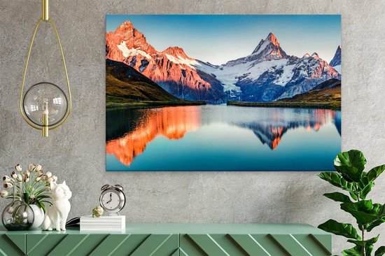 Artaza Canvas Schilderij Bergen Landschap Bij Het Meer - 60x40 - Foto Op Canvas - Canvas Print