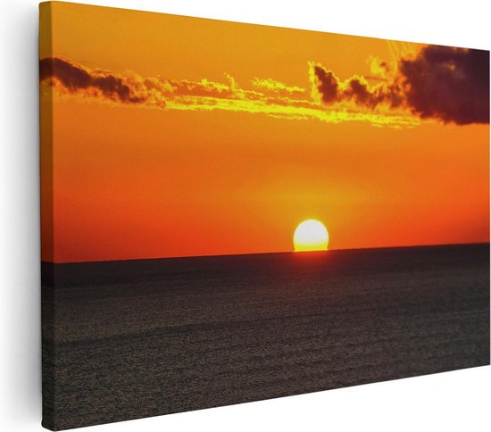 Artaza Peinture sur toile Coucher de soleil Oranje dans l'océan - 60 x 40 - Photo sur toile - Impression sur toile