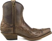 Mayura Boots 12 Bruin/ Kastanje Cowboy Western Heren Enkellaars Spitse Neus Schuine Hak Rits Waxed Leather Maat EU 44