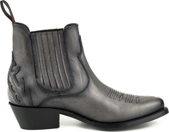 Mayura Boots Marilyn 2487 Grijs/ Dames Cowboy Western Fashion Enklelaars Spitse Neus Schuine Hak Elastiek Sluiting Echt Leer Maat EU 38