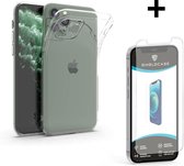 Shieldcase Siliconen hoesje met camera bescherming geschikt voor Apple iPhone 12 Pro Max 6.7 inch - transparant  + glazen Screen Protector