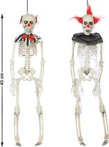 Halloween - Set van 2x horrorclowns skelet hangdecoratie poppen 40 cm - Halloween versiering hangende poppen