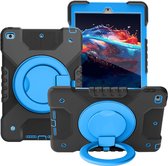 Case2go - Tablet hoes geschikt voor iPad 2021 - 10.2 Inch - Extreme Hand Strap Armor Case - Zwart/Blauw