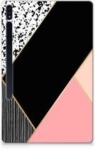Siliconen Back Cover Geschikt voor Samsung Galaxy Tab S7 Plus Tablet Hoes Customize Black Pink Shapes met doorzichte zijkanten