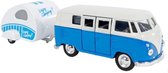 bus Volkswagen 1963 T1 staal 21 cm blauw/wit 2-delig