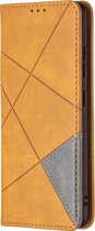 Mobigear Telefoonhoesje geschikt voor Samsung Galaxy A32 4G Hoesje | Mobigear Rhombus Slim Bookcase | Pasjeshouder voor 2 Pasjes | Telefoonhoesje voor Pinpas / OV Kaart / Rijbewijs - Cognac