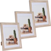 3x stuks kunststof fotolijst met hout look geschikt voor een foto van 15 x 20 cm