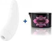 Satisfyer Curvy 2+ - Wit - Luchtdruk Vibrator + Kamasutra Massagekaars - Passievrucht