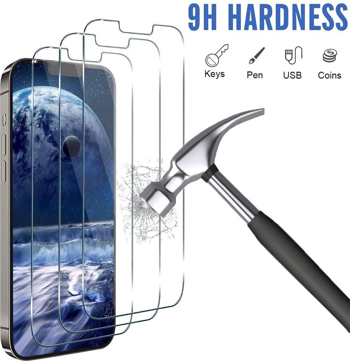 Screenprotector Geschikt voor 13 Screenprotector - Screenprotector Geschikt voor 13 Pro Screenprotector - Tempered glass 3 pack