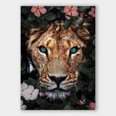 Poster Jungle Lioness - Dibond - Meerdere Afmetingen & Prijzen | Wanddecoratie - Interieur - Art - Wonen - Schilderij - Kunst