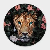 Muurcirkel Jungle Lioness Round - Plexiglas - Meerdere Afmetingen & Prijzen