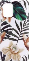Shop4 - Samsung Galaxy A52s 5G Hoesje - Zachte Back Case TPU Siliconen Bloemen en Bladeren