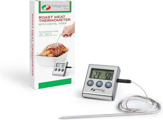 Magnani - Digitale Vlees Thermometer - Met Temperatuurtimer - -50 tot 300 graden Celcius - Vleespen 8 cm