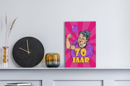 Toile Peinture Femme - 70 Ans Anniversaire - Anniversaire - 20x30 cm - Décoration murale