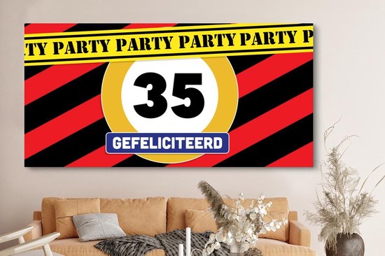 Tableau sur toile Anniversaire - 35 ans - Fête - 160x80 cm - Décoration murale