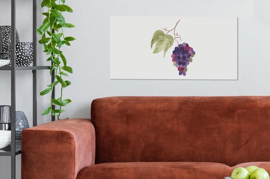 Tableau Peinture Raisins - Feuilles - Branche - 80x40 cm - Décoration murale