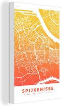 Tableau sur toile Plan de ville - Spijkenisse - Oranje - Jaune - 80x120 cm - Décoration murale