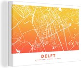 Tableau sur Toile City Map - Delft - Jaune - 90x60 cm - Décoration murale - Carte