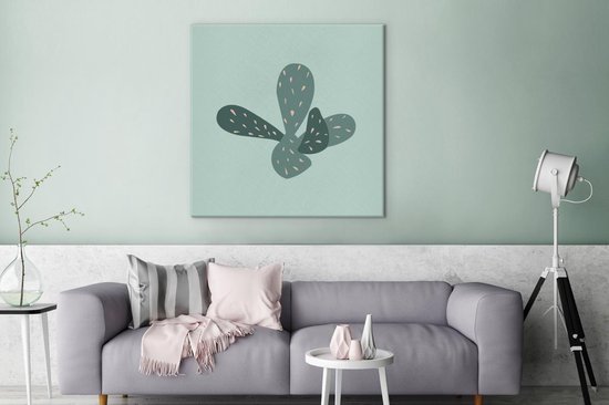 Tableau Été - Cactus - Abstrait - 90x90 cm - Décoration murale