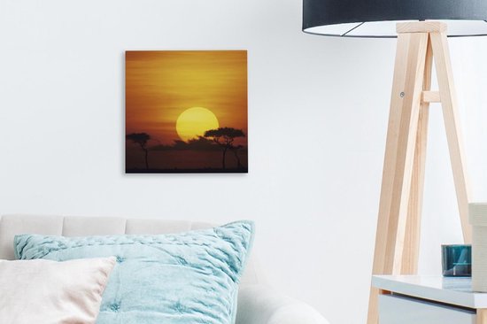 Tableau sur toile Afrique - Soleil - Oranje - 20x20 cm - Décoration murale