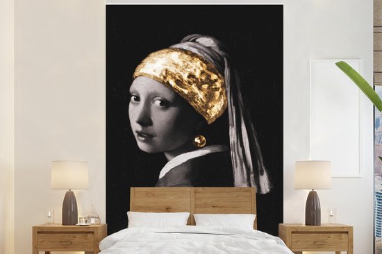doel Aanzetten schipper Behang - Fotobehang Meisje met de parel - Johannes Vermeer - Goud - Breedte  145 cm x... | bol.com