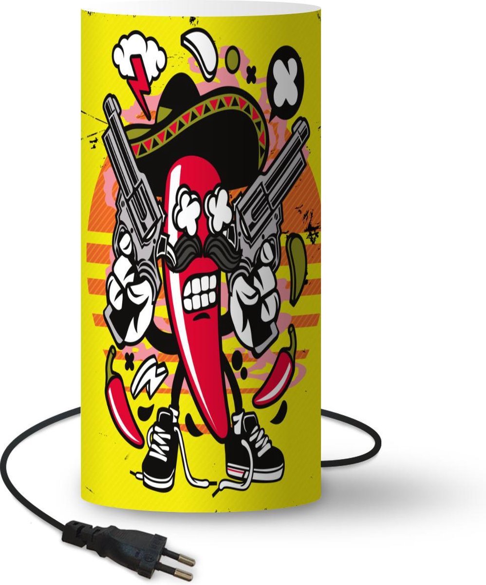 Lamp - Nachtlampje - Tafellamp slaapkamer - Peper - Pistool - Vintage - 54 cm hoog - Ø24.8 cm - Inclusief LED lamp