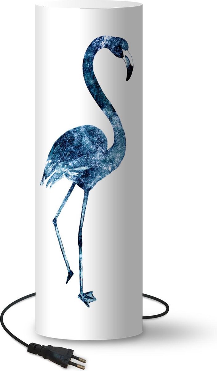 Lamp - Nachtlampje - Tafellamp slaapkamer - Flamingo - Veren - Blauw - 50 cm hoog - Ø15.9 cm - Inclusief LED lamp