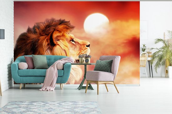Papier peint - Papiers Papier peint photo Lions - Soleil - Rouge - Largeur 420 cm x hauteur 280 cm