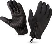 TECHNOSMART Zwarte touch screen handschoenen, Met rits, Voor de winter, Maat XL, Handschoenen met touch screen functie voor dames en heren, Waterdicht, Winddicht, Warm, Dun