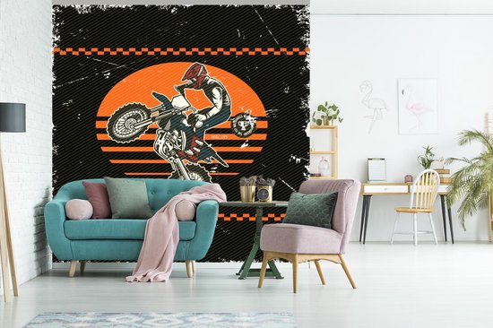 Papier peint - Papiers Papier peint photo Vintage - Moto - Design - Largeur 220 cm x Hauteur 220 cm