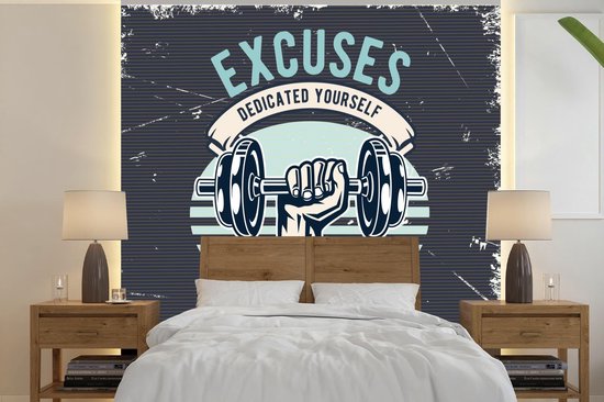 Papier peint - Papiers Papier peint photo Poids - Fitness - Main - Rétro - Largeur 300 cm x Hauteur 300 cm