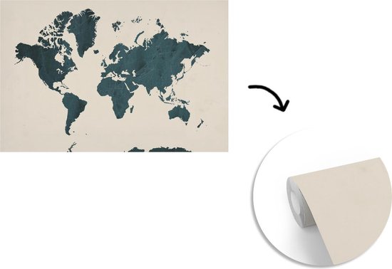 Wereldkaart de pierre bleu foncé avec rainures sur fond rose 330x220 cm