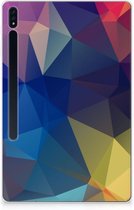 Silicone Tablet Hoes Samsung Galaxy Tab S7 Plus Hoesje Polygon Dark met doorzichte zijkanten