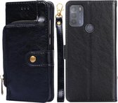 Voor Motorola Moto G50 Rits Tas PU + TPU Horizontale Flip Lederen Case met Houder & Kaartsleuf & Portemonnee & Lanyard (Zwart)