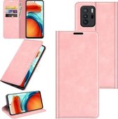 Voor Xiaomi Redmi Note 10 Pro 5G China / Poco X3 GT Retro-skin Zakelijke magnetische zuignap lederen tas met houder & kaartsleuven & portemonnee (roze)